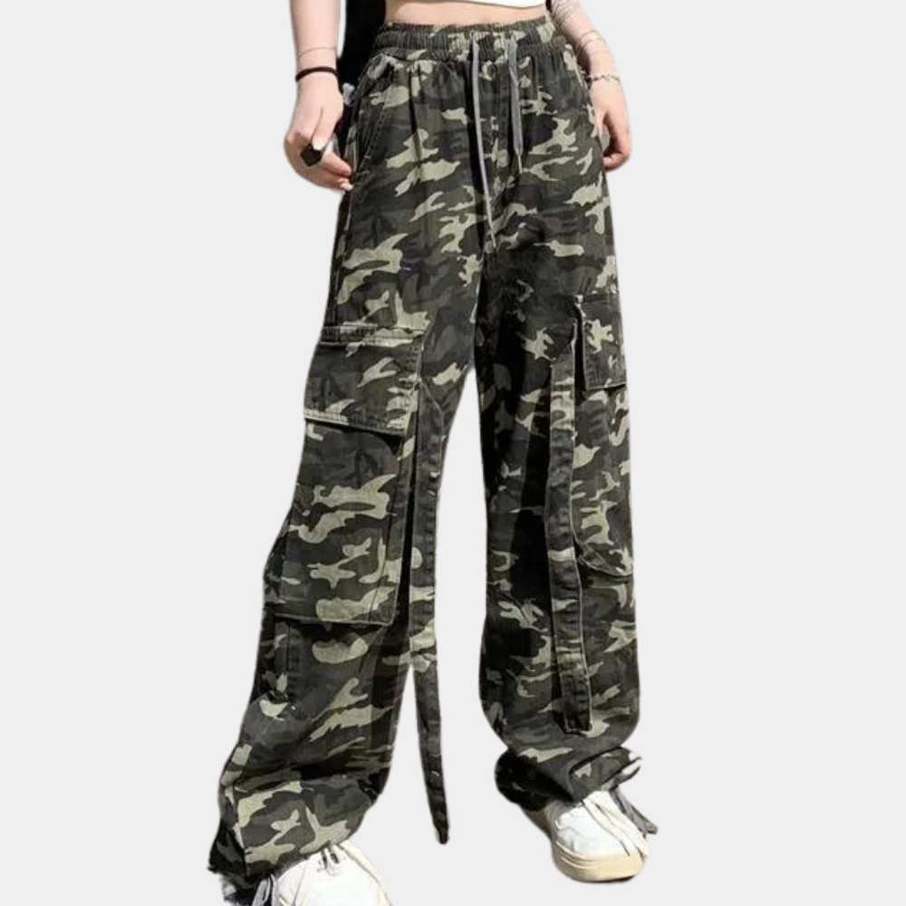 Elera - Pantalon taille haute camouflage moderne pour femme