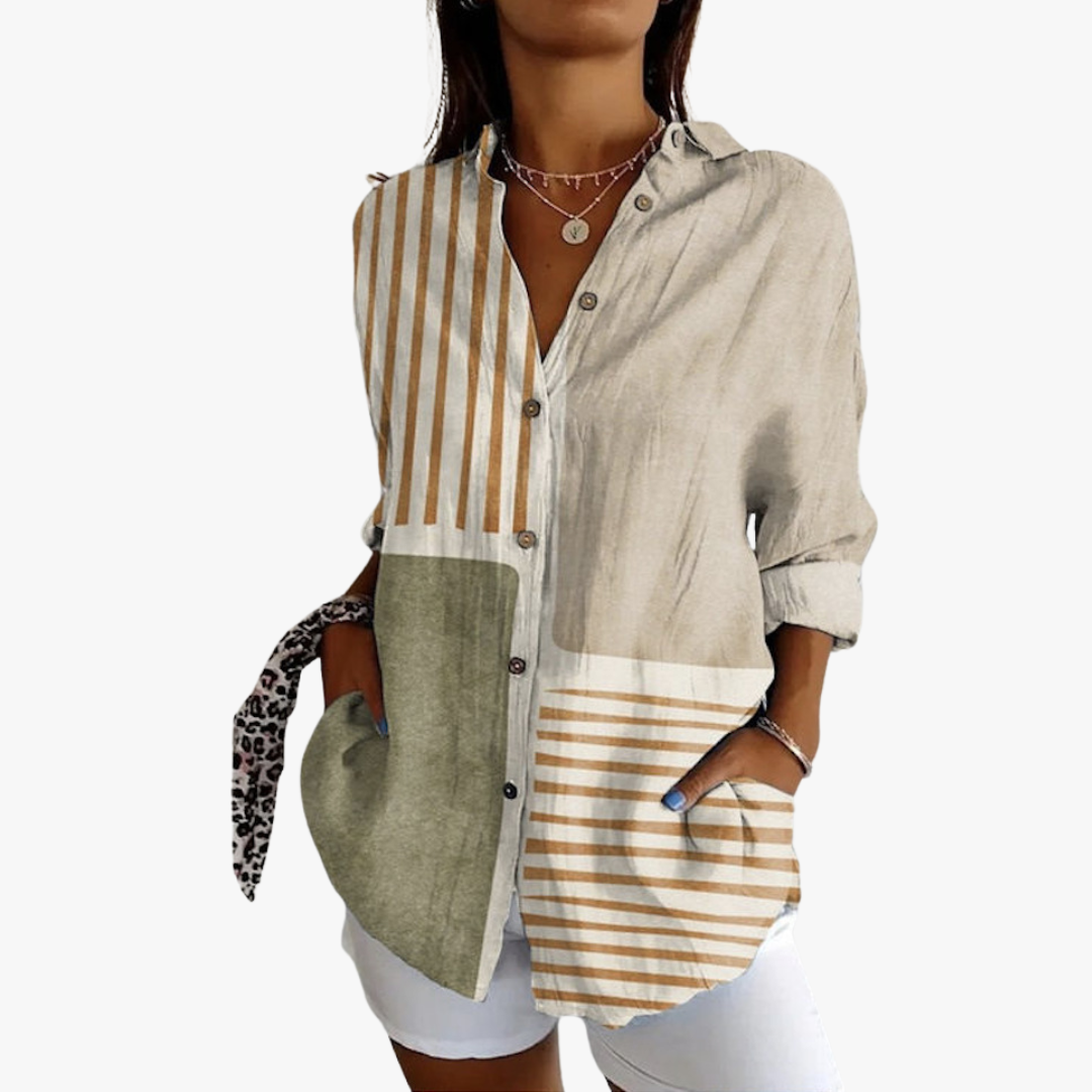 Blouse brodée en lin pour femme