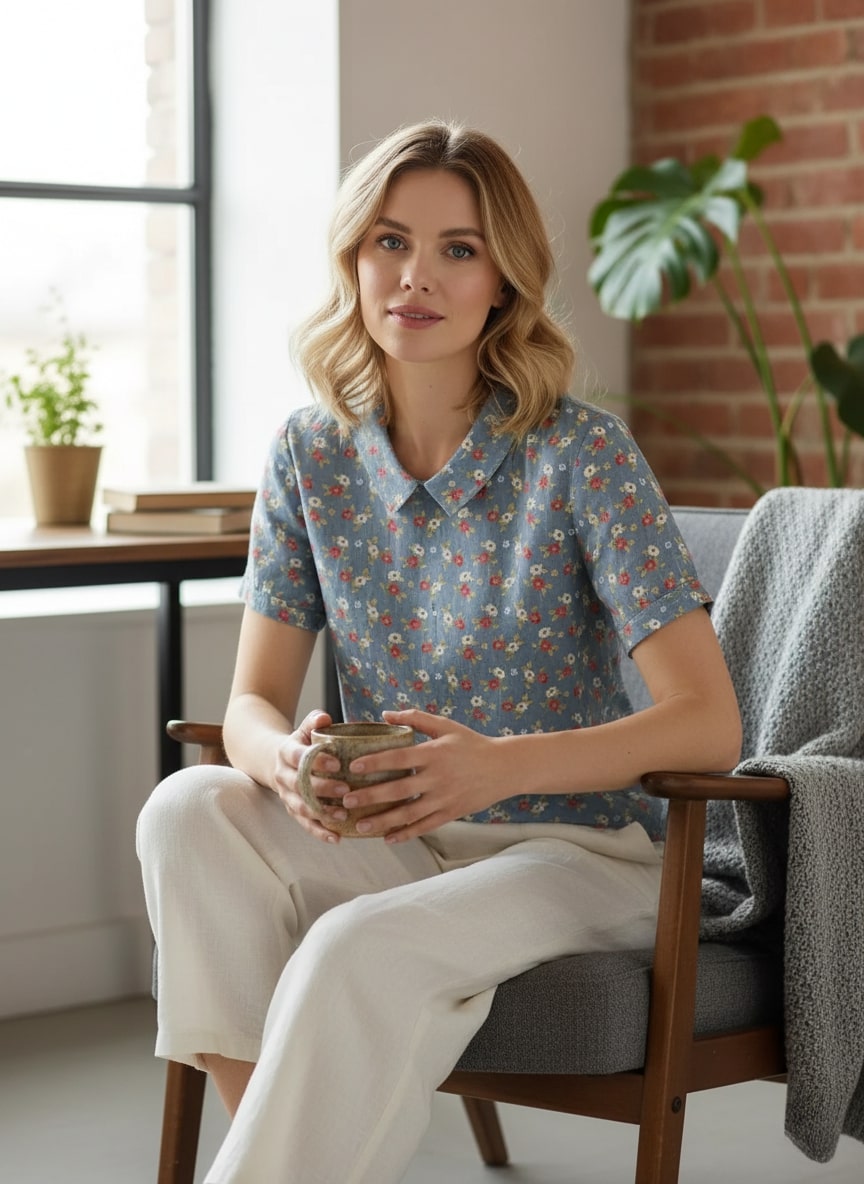 Amélie | Chemisier Femme à Imprimé Floral Élégant et Confortable