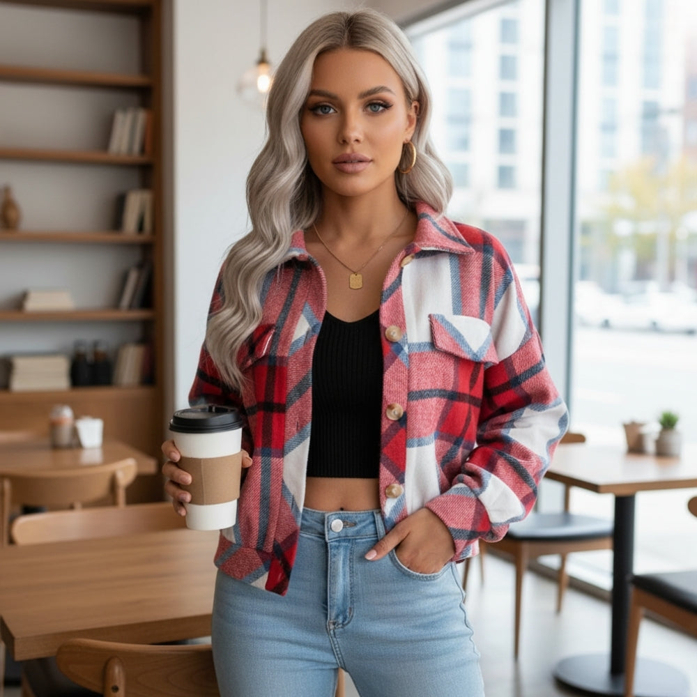 Cheryl | Veste d’Été Femme à Carreaux Chic et Confortable