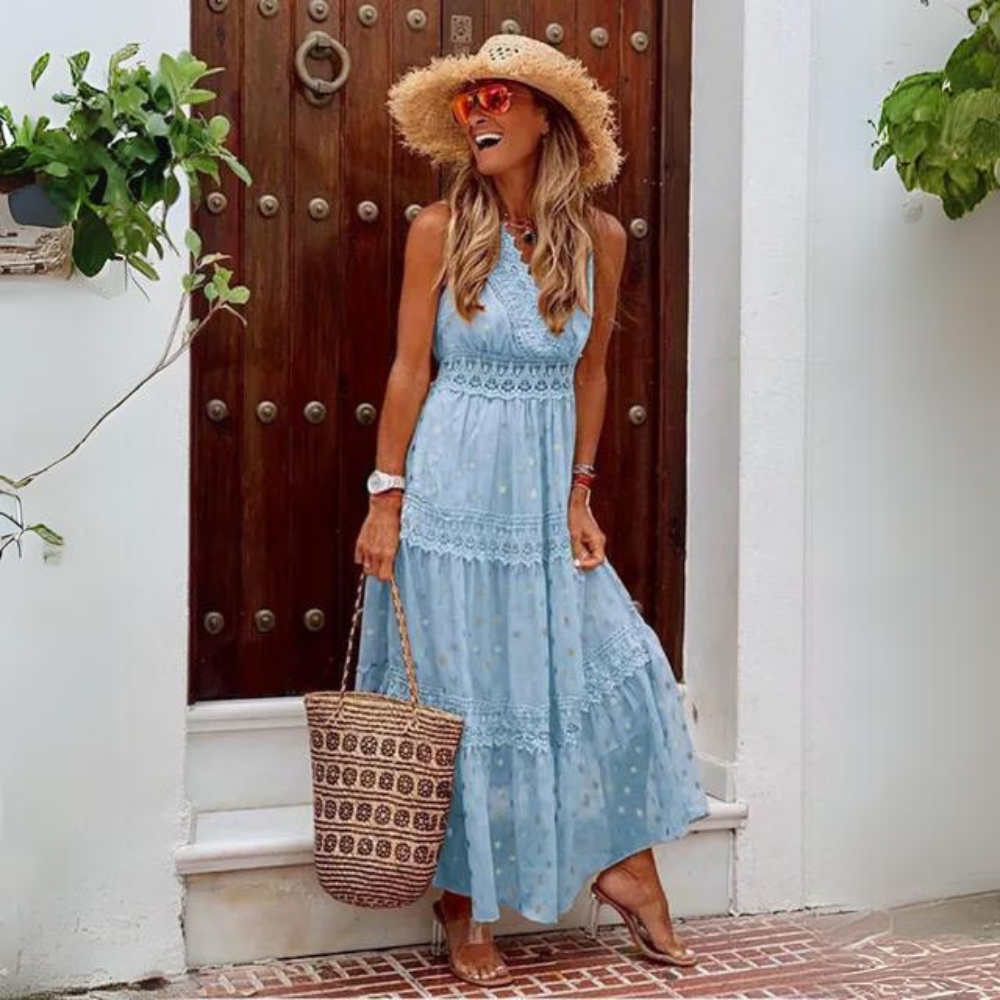 Leah - Robe élégante en mousseline brodée