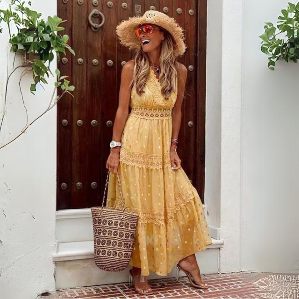 Leah - Robe élégante en mousseline brodée