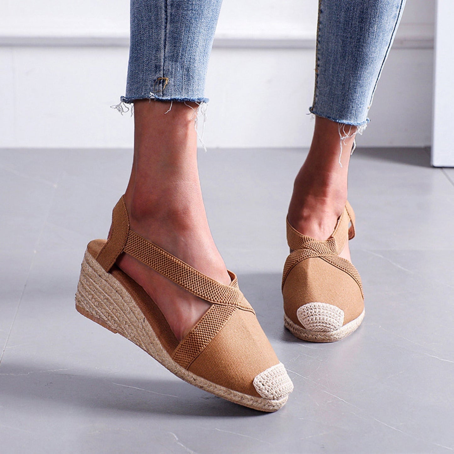Noa | Espadrilles avec semelle en paille tressée