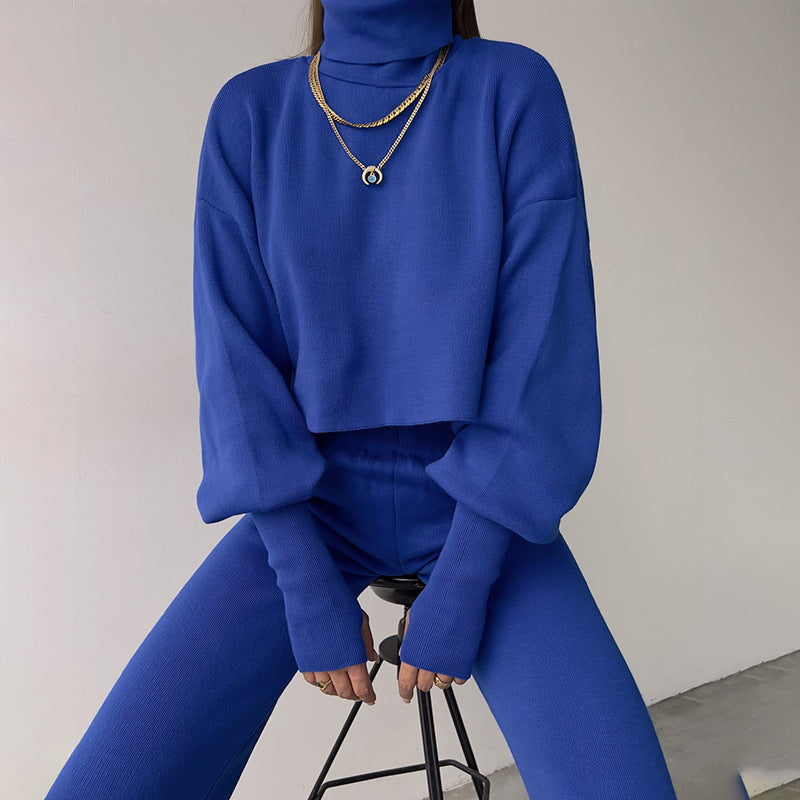 Anneliese - Ensemble Pull à Col Roulé en Tricot et Pantalon pour Femmes