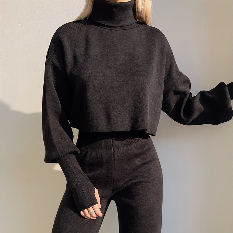 Anneliese - Ensemble Pull à Col Roulé en Tricot et Pantalon pour Femmes