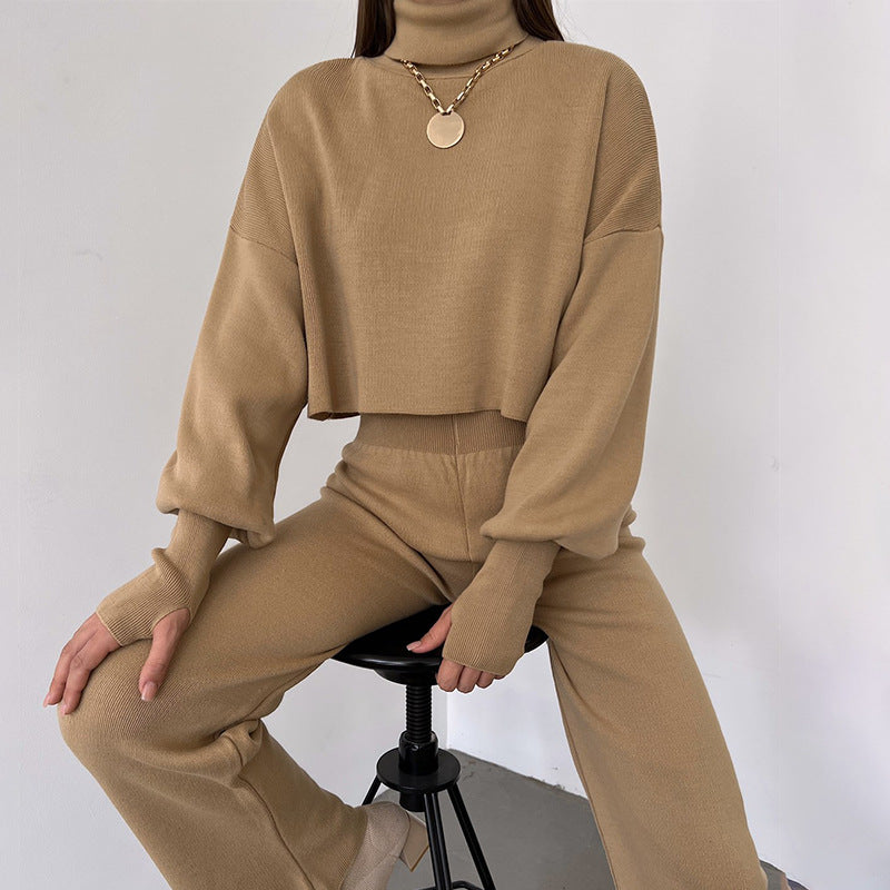 Anneliese - Ensemble Pull à Col Roulé en Tricot et Pantalon pour Femmes