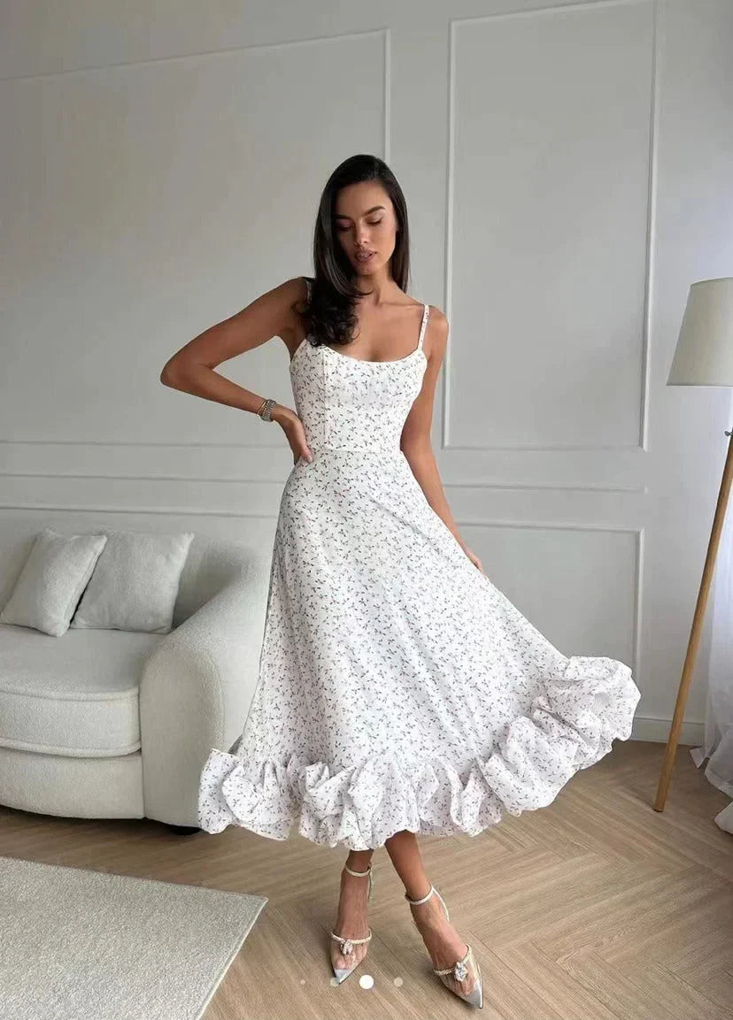 Emilia - Robe midi avec volant et bustier