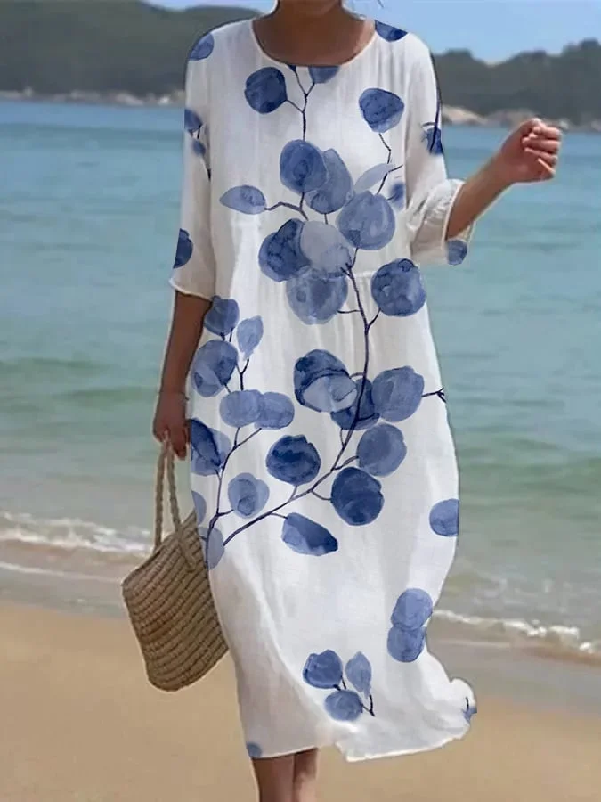 Estrella - Robe pour femmes avec fleurs botaniques et coupe ajustée