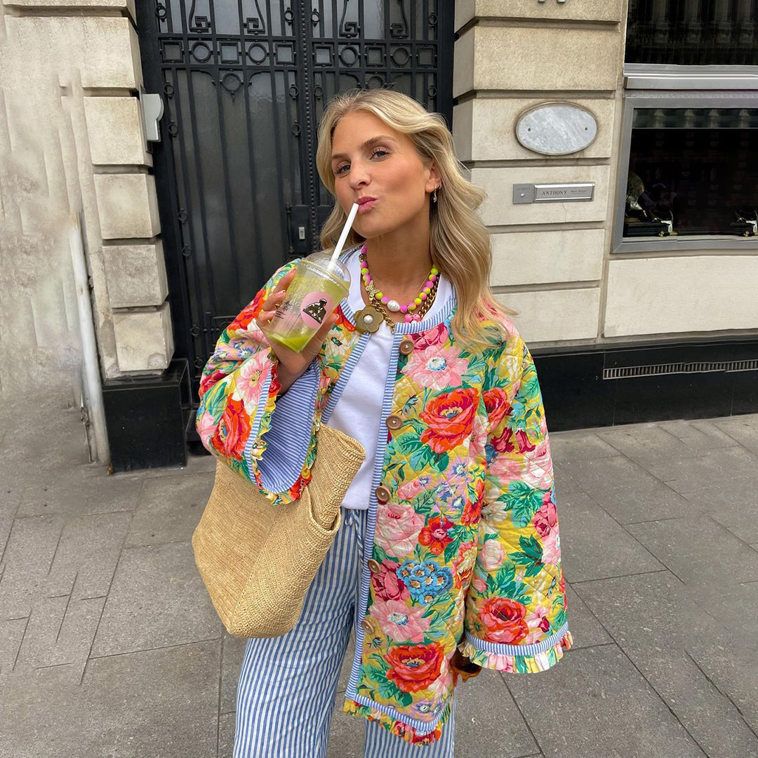 Graciela | Veste Femme Matelassée à Imprimé Floral Chic et Confort