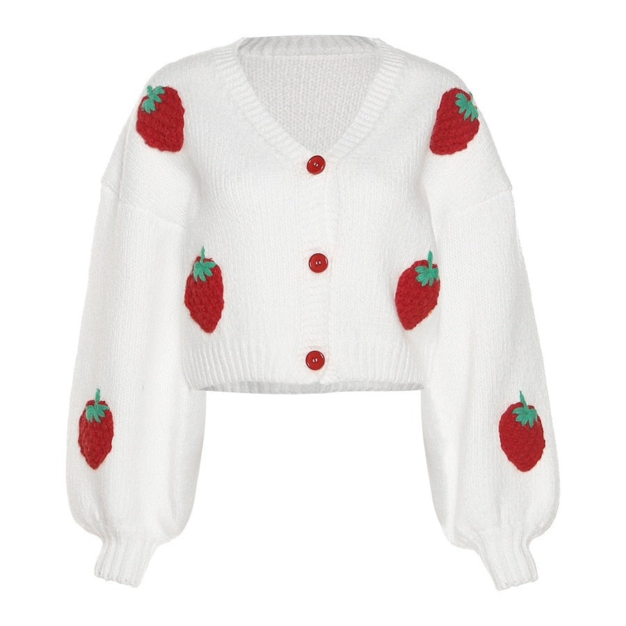 Soof Cardigan | Cardigan tricoté avec de jolies fraises