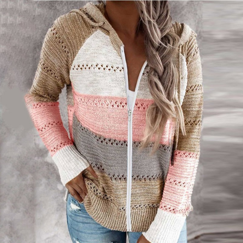 Cardigan à capuche en tricot