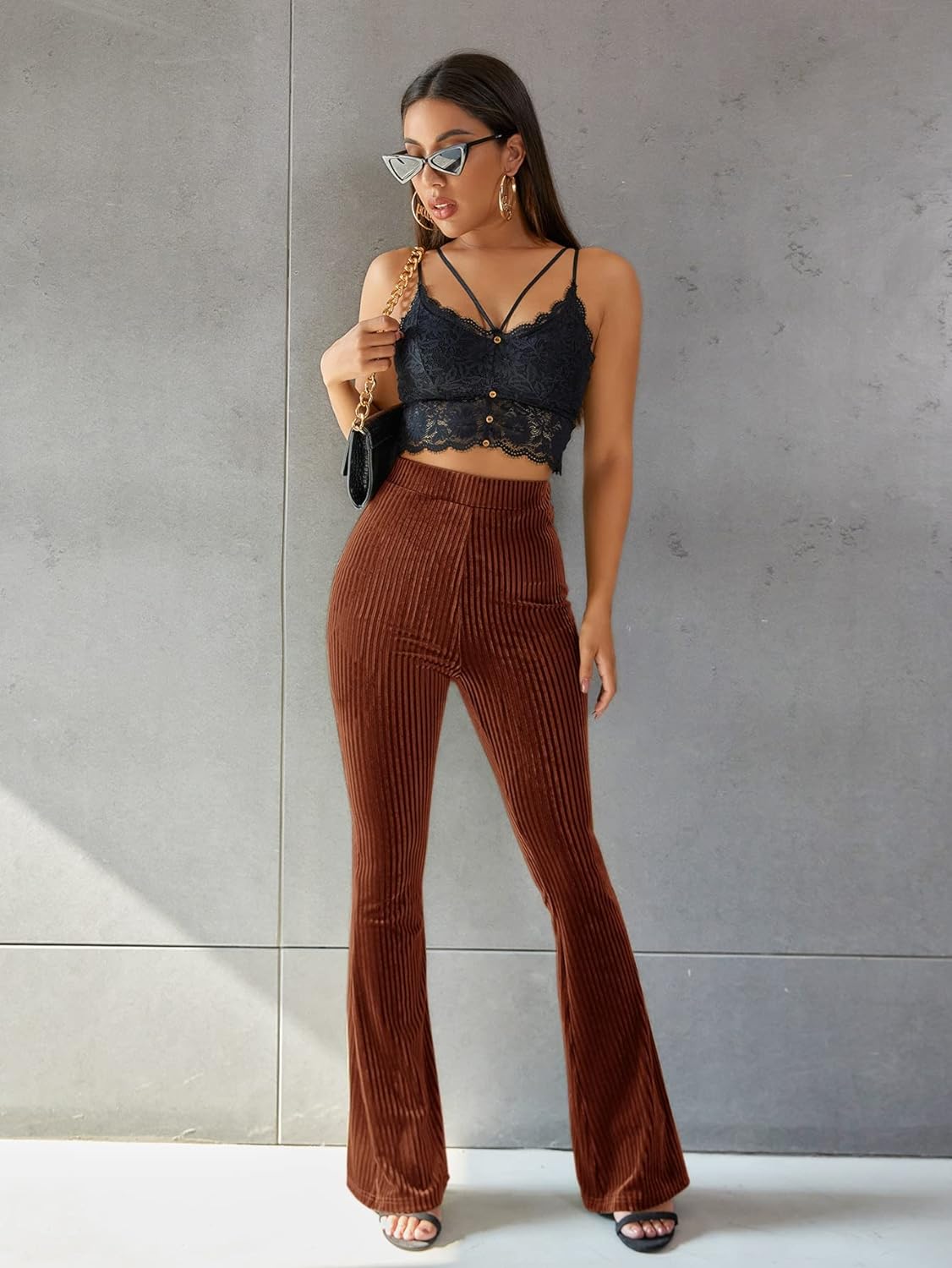 Anika - Pantalon Taille Haute en Velours Côtelé pour Femmes d'Automne