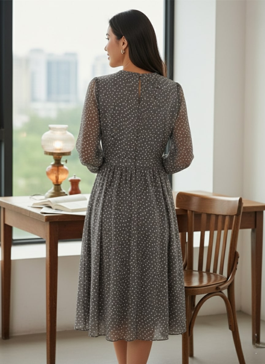 Isabelle | Robe Femme Élégante à Pois Chic et Confortable