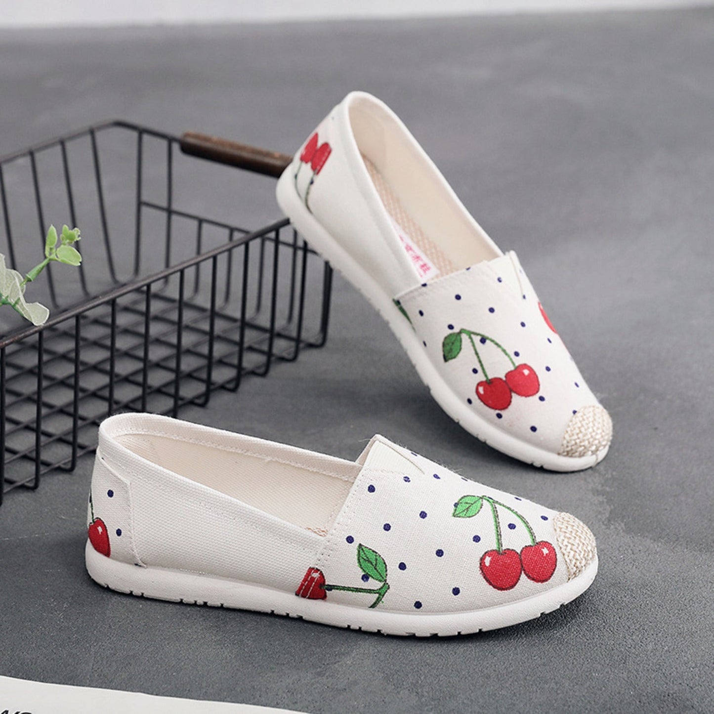 Loïs | Espadrilles plates en toile avec imprimé bohème