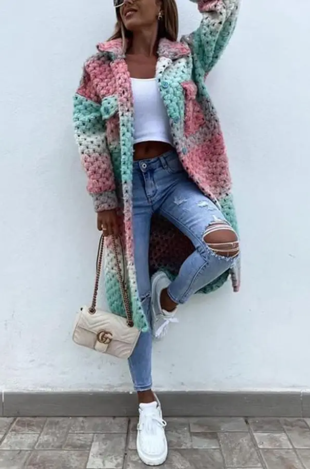 Cynthia - veste en tweed multicolore avec poches