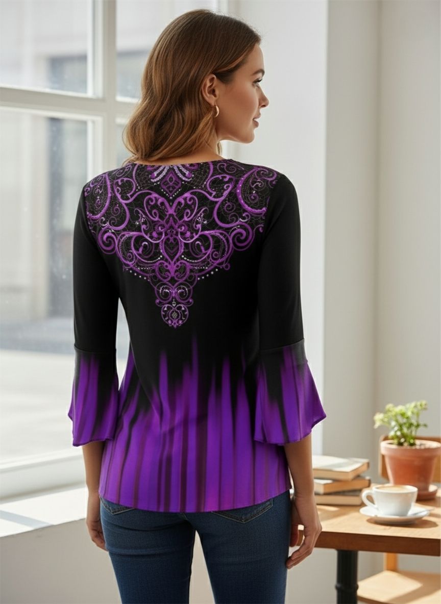 Jessica | Top Femme Imprimé Fleuri Graphique Chic et Confortable