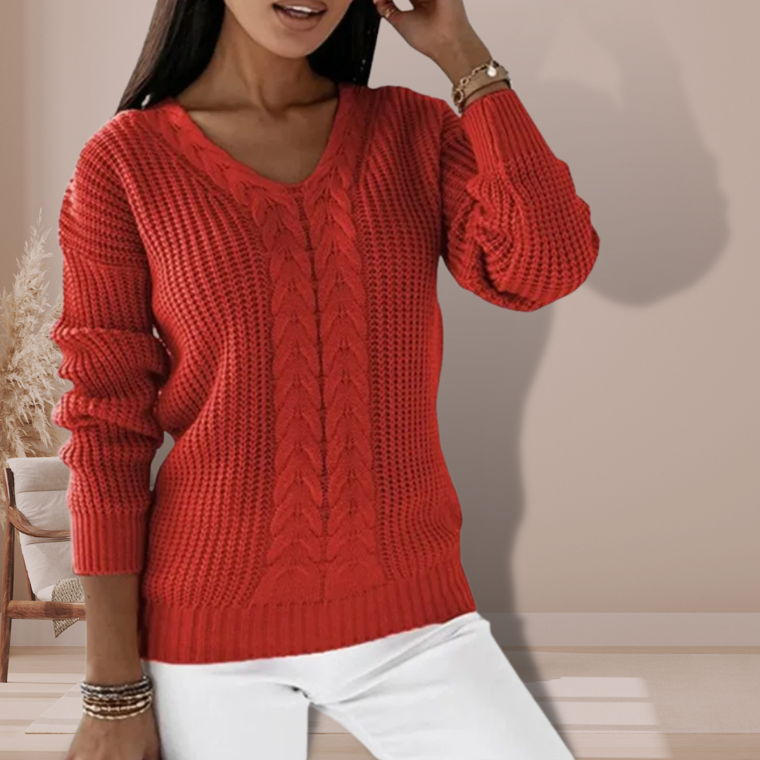 Warsha Sweater | Pull décontracté en tricot à col en V