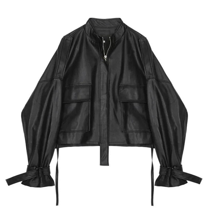 Kulta - veste en cuir pour femme avec box-cut