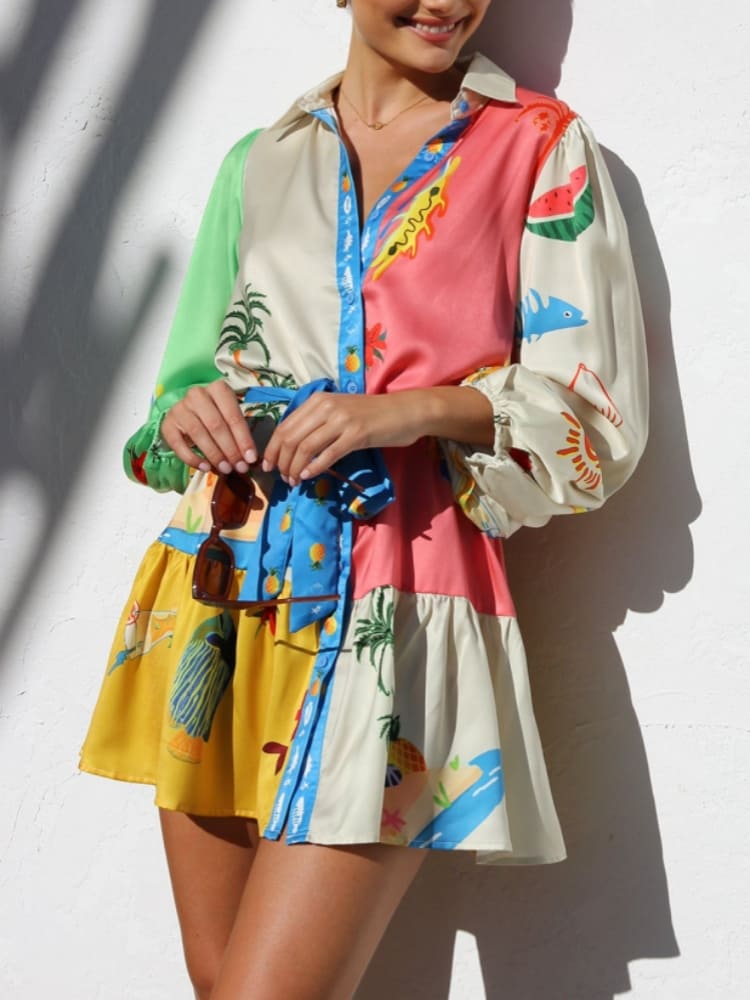 Lark - Mini robe imprimée multicolore