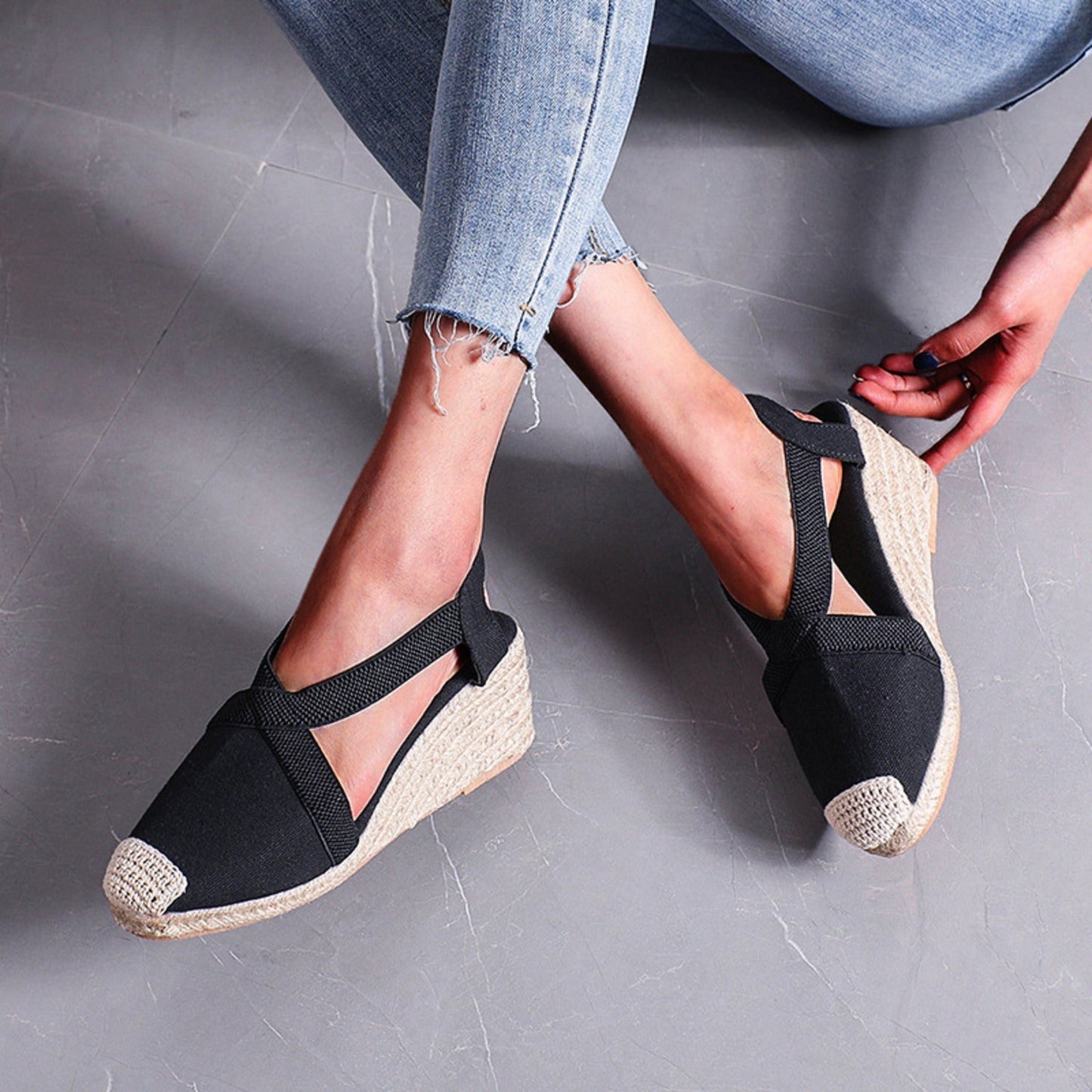 Noa | Espadrilles avec semelle en paille tressée