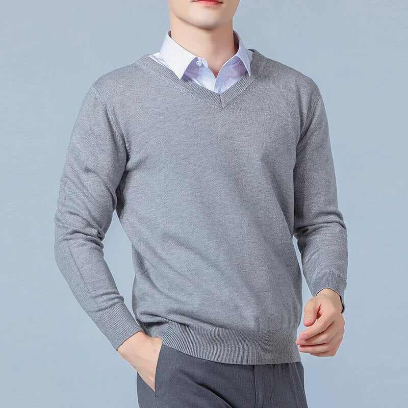 Yasper Sweater | Pull à col en V uni pour hommes
