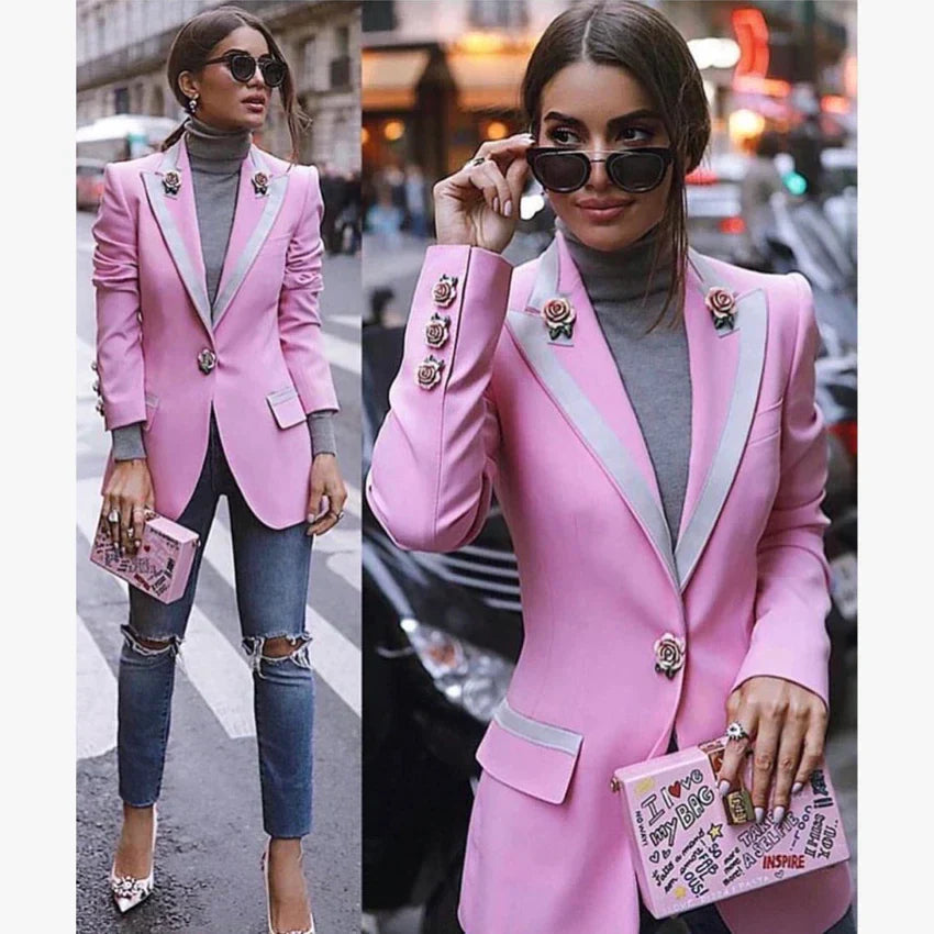Blazer rose Liyana | Floral et élégant