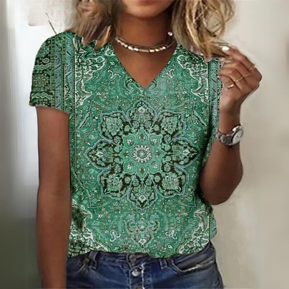 Domien - Chemise à col en V de style vintage