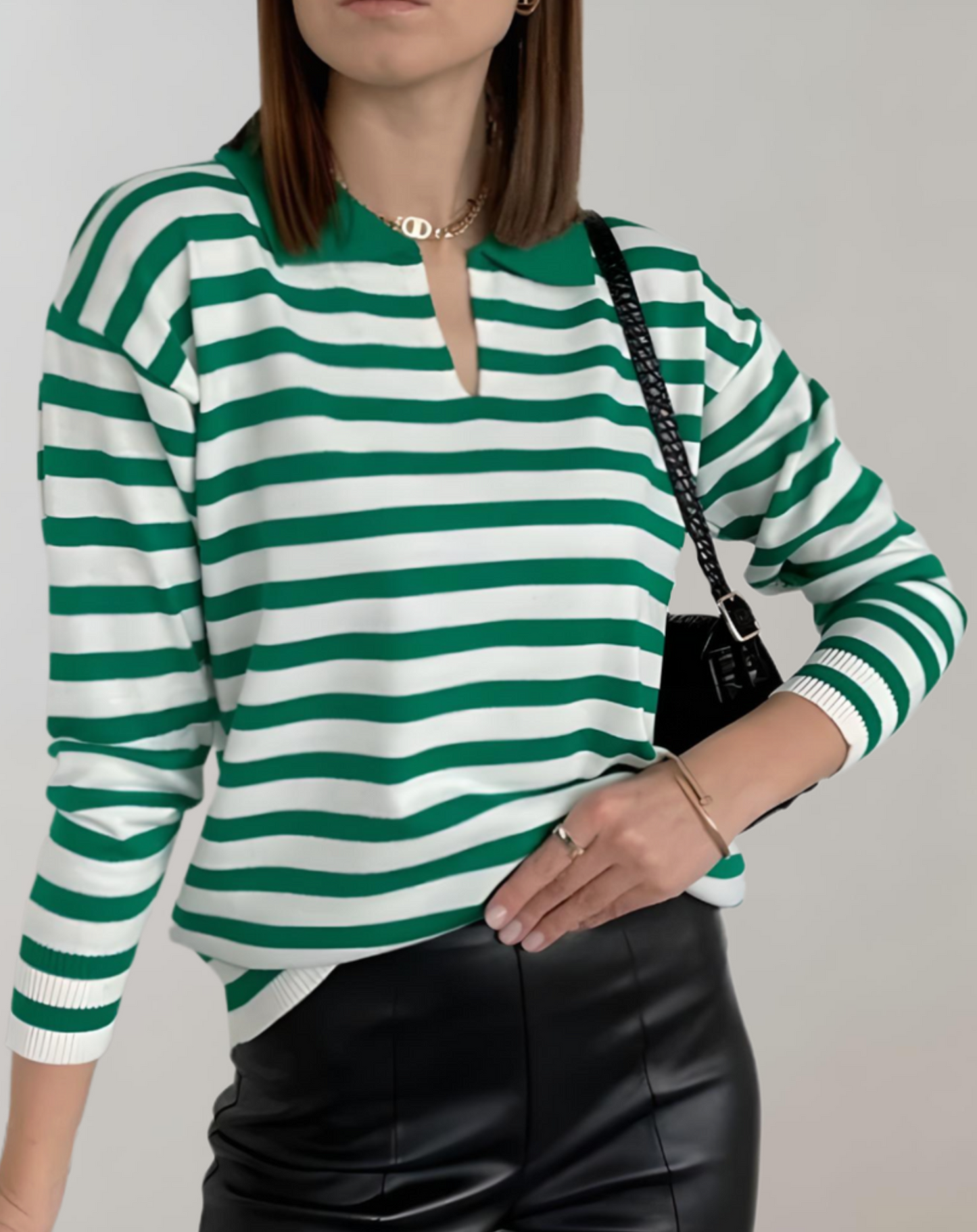 Janice - Pull Oversize Rayé Stylé et Confortable avec Col Rond pour Femmes