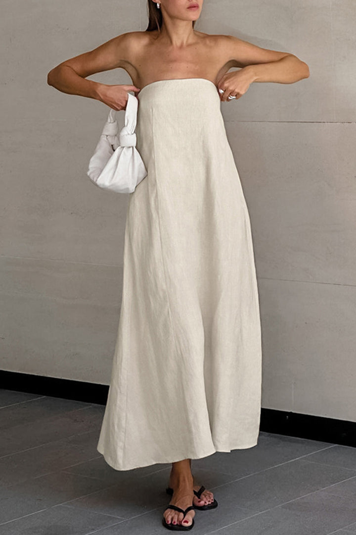 Nadine - Robe sans bretelles à smocks