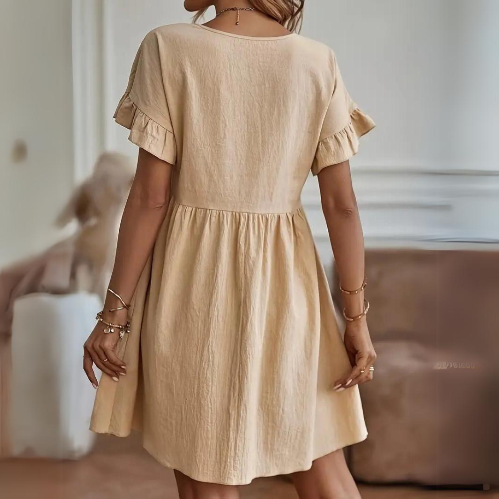 Nathalie - Robe d'été décontractée à manches bouffantes