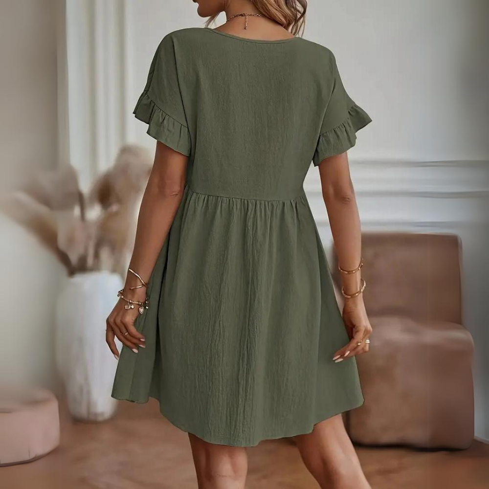 Nathalie - Robe d'été décontractée à manches bouffantes