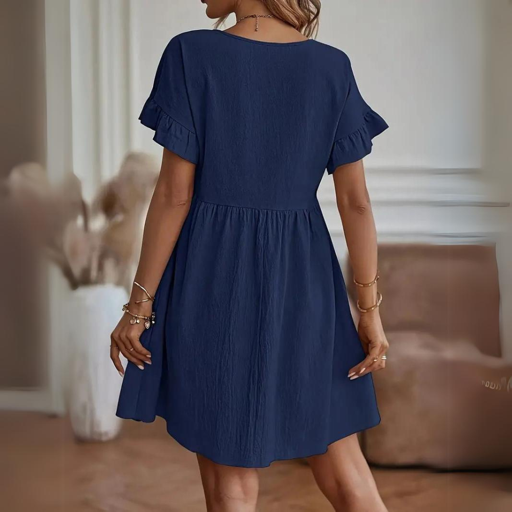Nathalie - Robe d'été décontractée à manches bouffantes