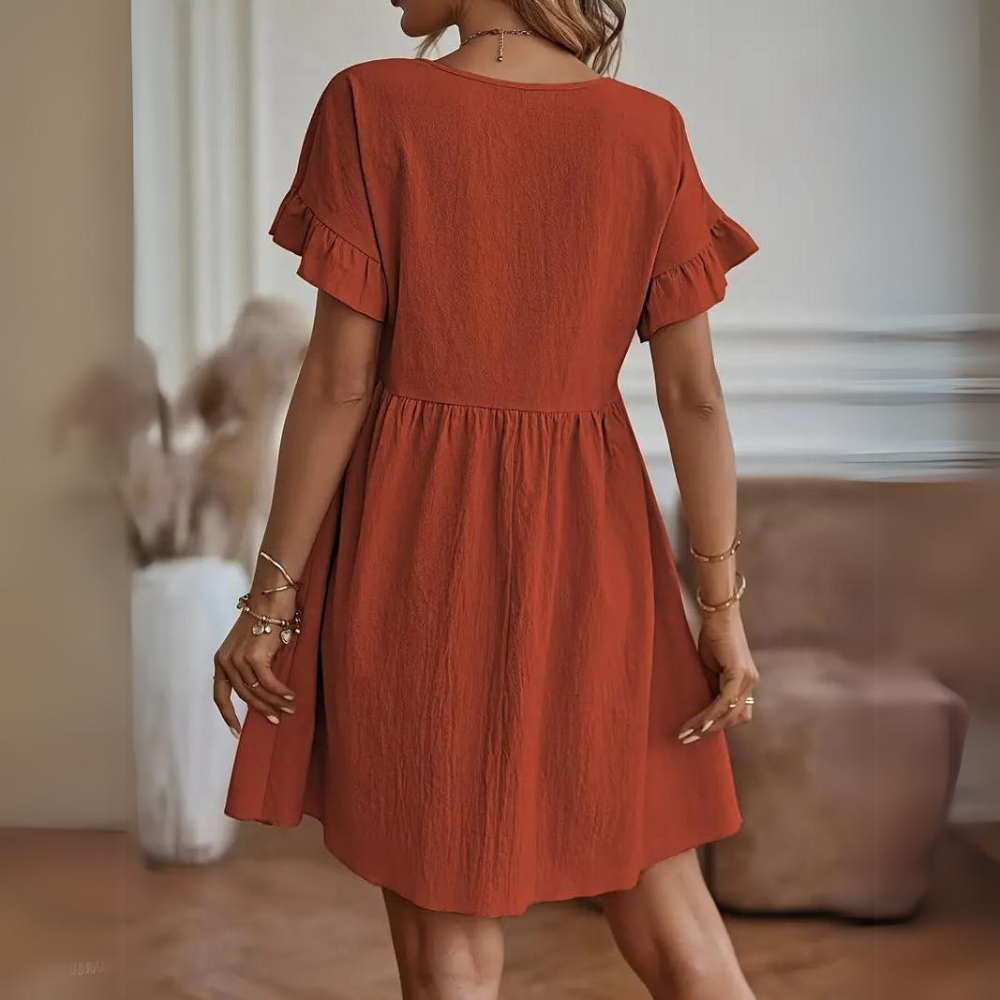 Nathalie - Robe d'été décontractée à manches bouffantes
