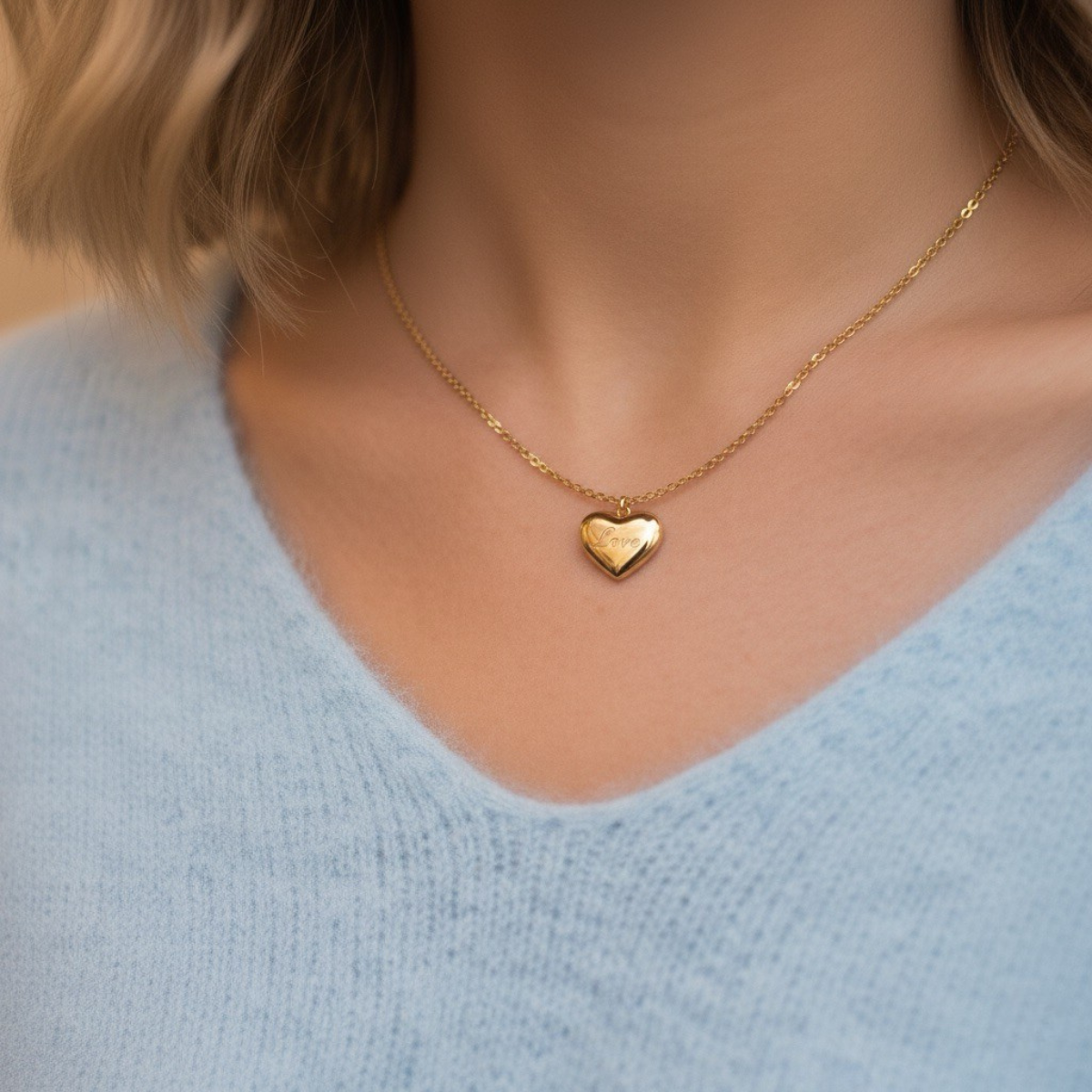 Collier Cœur Doré Élégant pour Femme