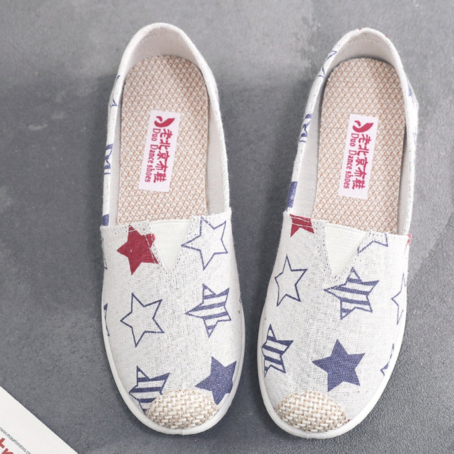 Loïs | Espadrilles plates en toile avec imprimé bohème