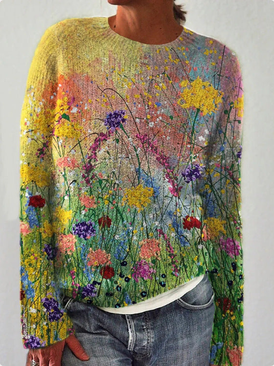 Sophie | Pull en laine à imprimé floral pour dames