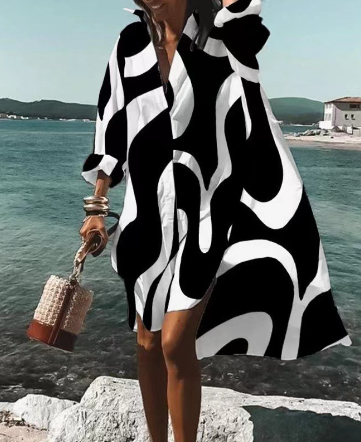 Ramy - Robe de coupe régulière avec col chemise et manches longues