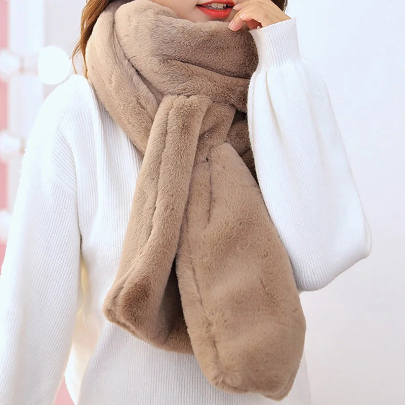 Foulard en imitation de fourrure de lapin pour femmes