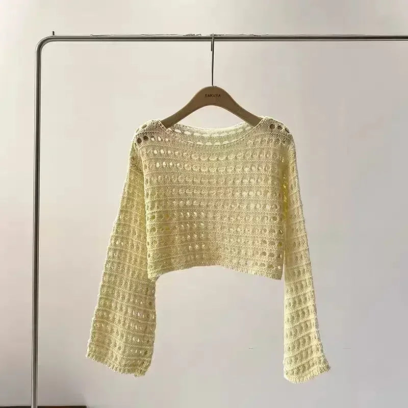 Norah- Haut long tricoté en crochet pour femmes