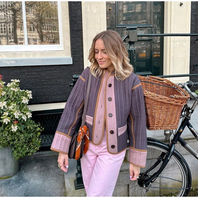 Oleya Jacket | Stylish Quilted Colour Block Jacket