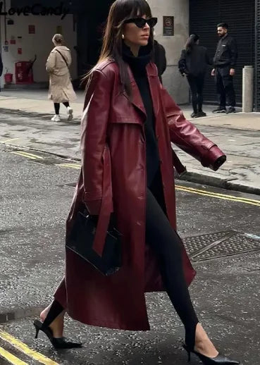 Iris - veste longue rétro avec ceinture