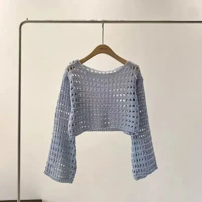 Norah- Haut long tricoté en crochet pour femmes