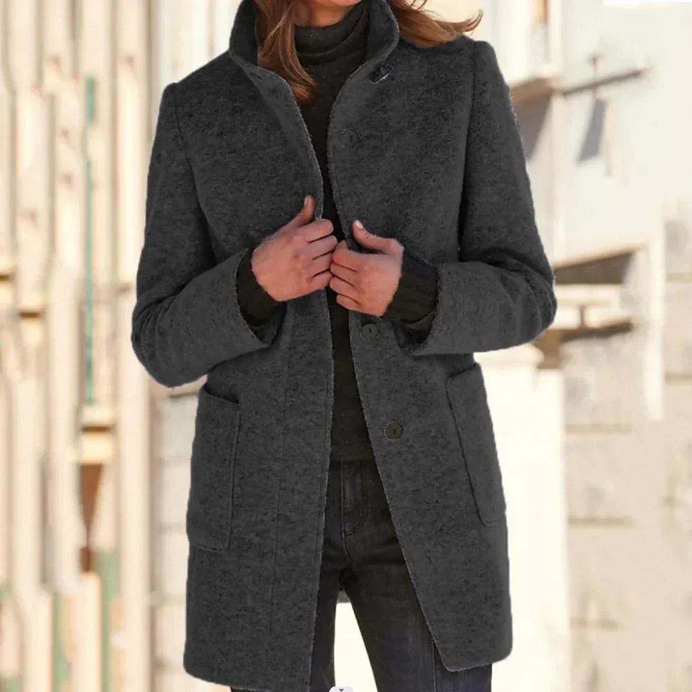 Veste longue élégante à col montant
