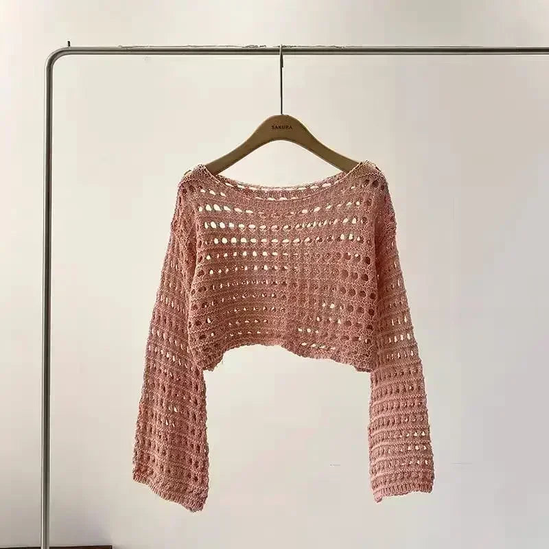 Norah- Haut long tricoté en crochet pour femmes