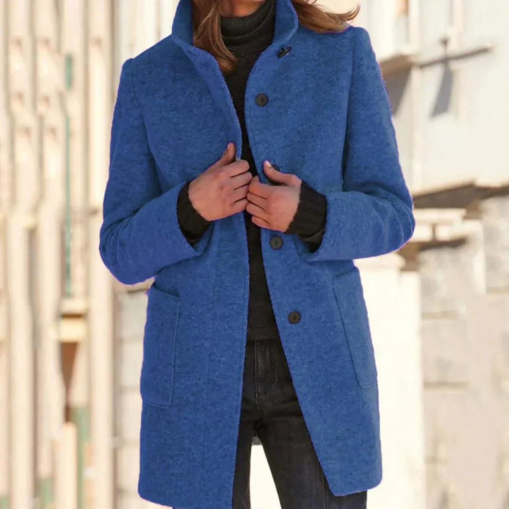 Veste longue élégante à col montant