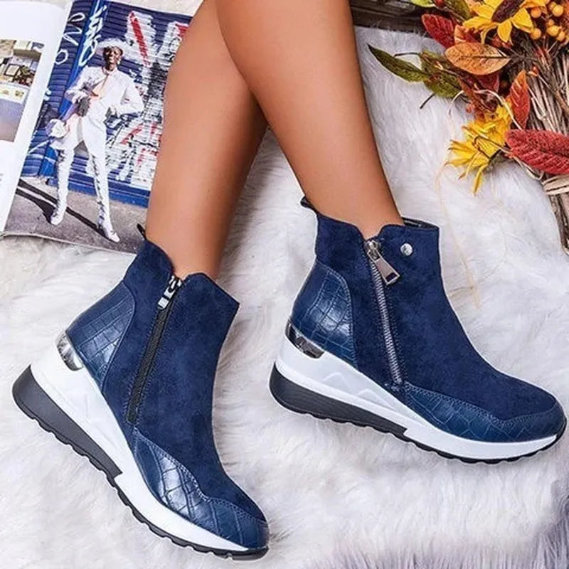 Bottines pour femmes à talon compensé et semelle épaisse