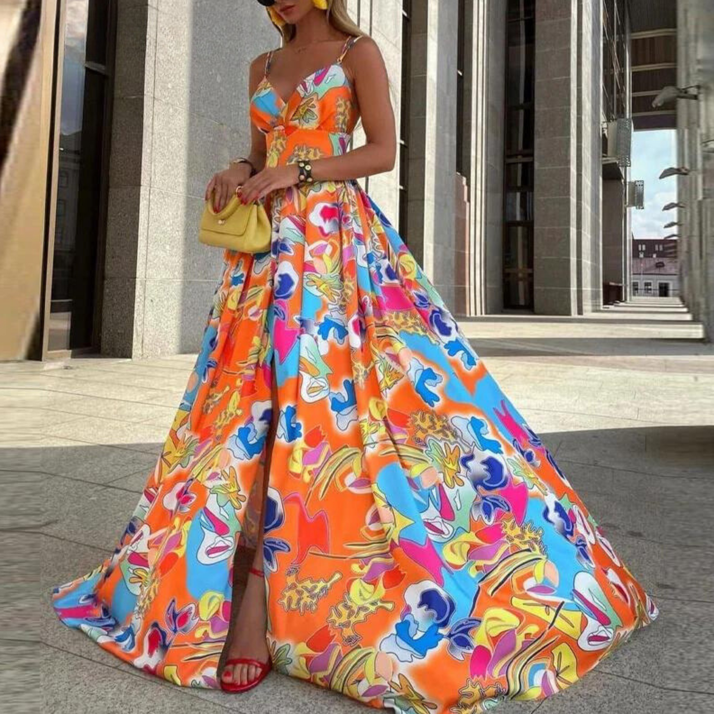 Saraya - Robe longue élégante avec bretelles spaghetti