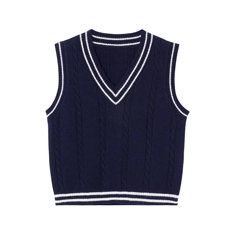Avery- Style BCBG, col en V, tricot à rayures