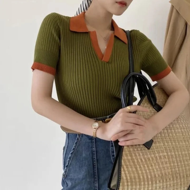 Tarmila Top | Top décontracté en maille avec col en V