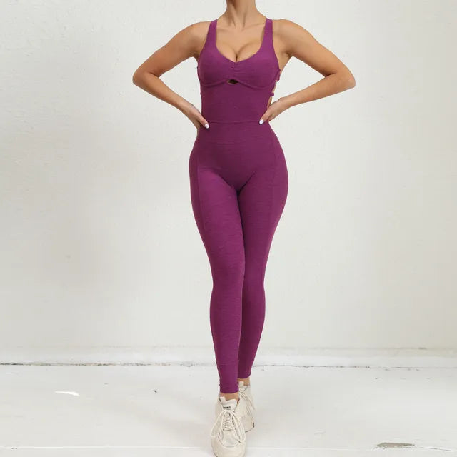Isa - Combinaison de Sport Stylée et Confortable avec Dos Croisé pour Femmes